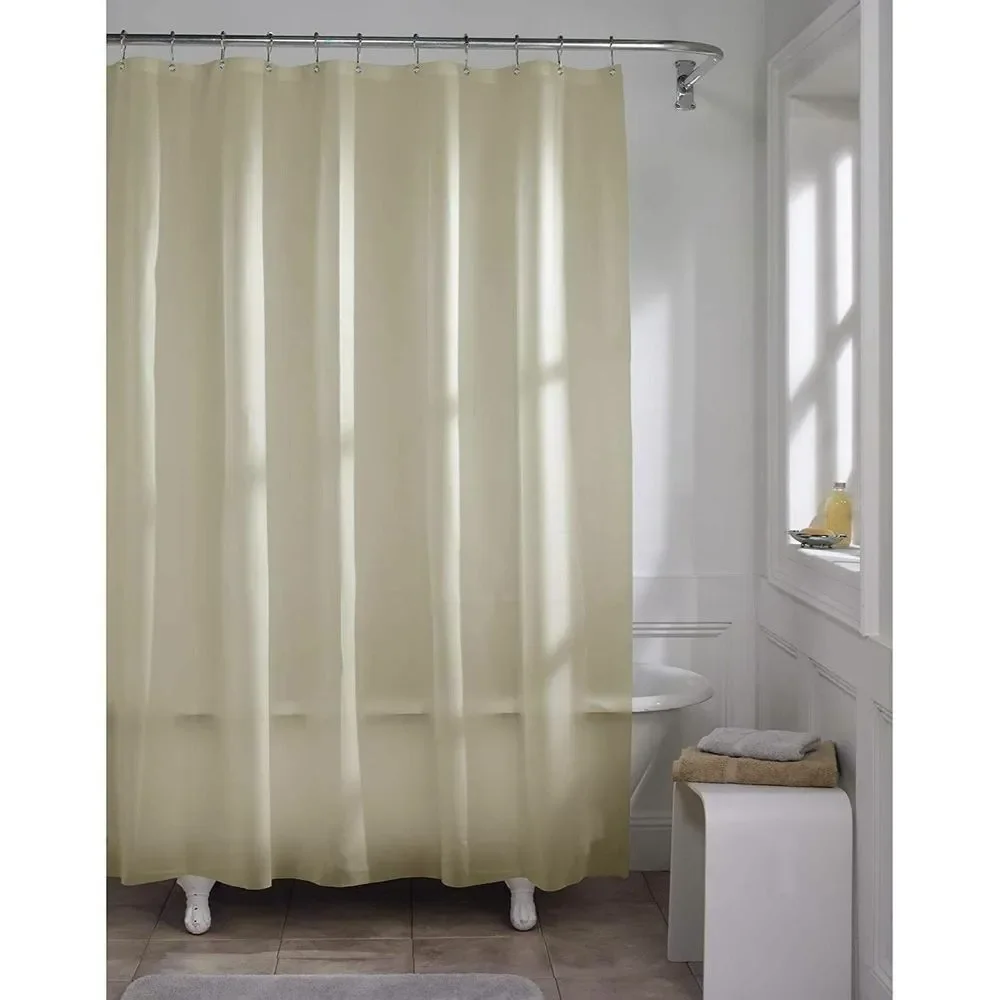 Maytex 10-Gauge Super Heavy Weight Shower Curtain Liner Beige PVC Grommets NEW